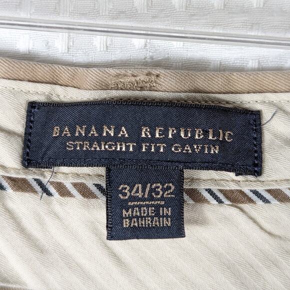 Banana Republic Gavin Straight Fit Chino Pants Men 34x32 Khaki Beige Cotton - Picture 4 of 4